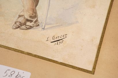 E. GATGET. Lancier, aquarelle sur papier...