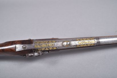 Fusil tromblon à bec de canard, XVIIIe siècle.
Platine...