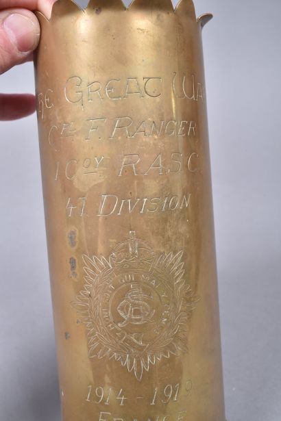Douille d’obus allemande de 1915 superbement...