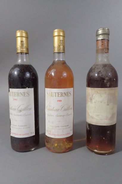 3 bouteilles dont 1 bouteille Château Filhot...