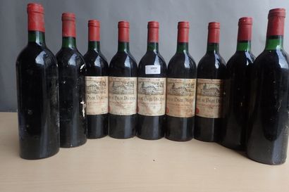 9 bouteilles : 5 bouteilles Château Pavie...
