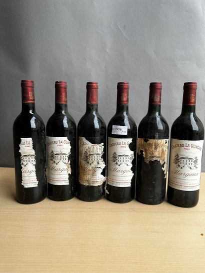 6 bouteilles Château la Gurgue 1985 Margaux,...