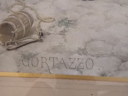 CORTAZZO, Scène de village dans le goût du...