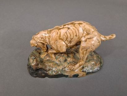 Ecole du XXe siècle, Chien creusant, sujet...
