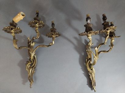 Paire d'appliques en bronze doré, la structure...