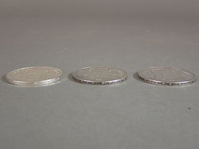 France, Lot de trois pièces de 50 francs...