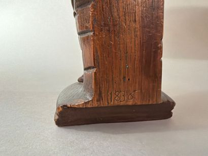 Paire de statuettes en bois de chêne sculpté,...