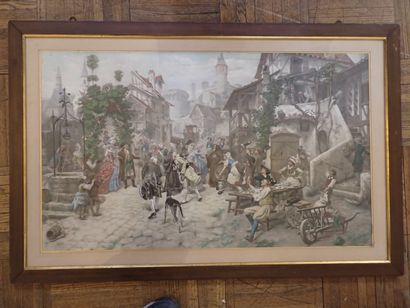CORTAZZO, Scène de village dans le goût du...