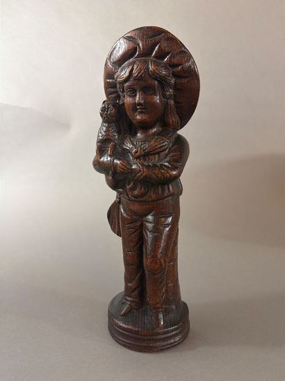 Paire de statuettes en bois de chêne sculpté,...