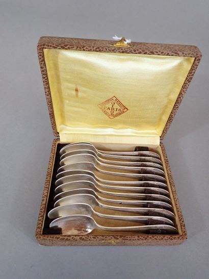 Lot de 12 cuillères à café en métal argenté,...