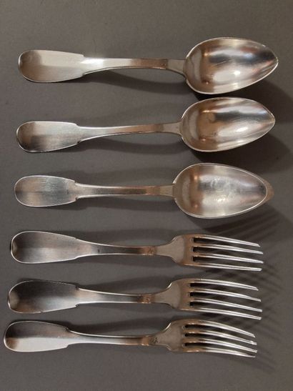 Ensemble de trois couverts de table en argent,...