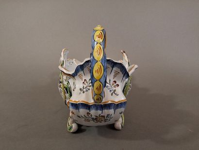 DESVRES, Jardinière en faience émaillée polychrome...