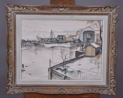 Ecole du XXème siècle, Port sur la mer, 1947,...