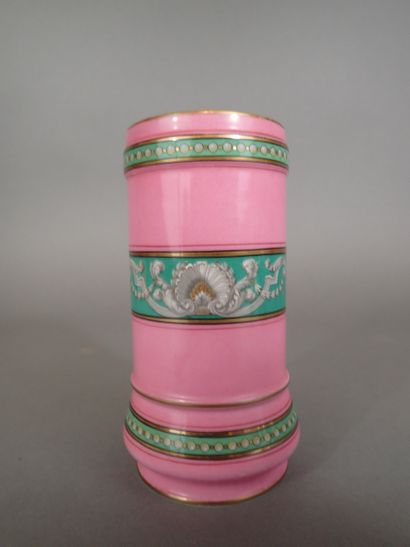 Vase rouleau en porcelaine émaillée à fond...