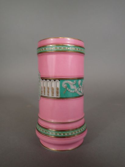Vase rouleau en porcelaine émaillée à fond...