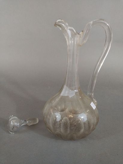 ***Aiguière/carafe en verre taillé (Haut....