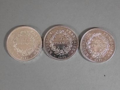 France, Lot de trois pièces de 50 francs...
