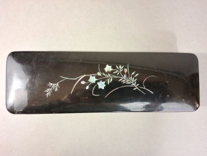 JAPON, Grande boîte en laque à décor d'oiseaux...