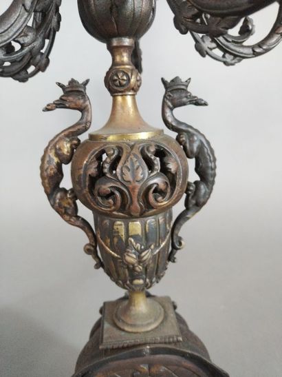 Garniture de cheminée en bronze de style...