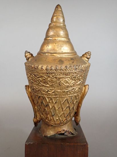 Thaïlande ? Tête de Boudha en alliage doré,...