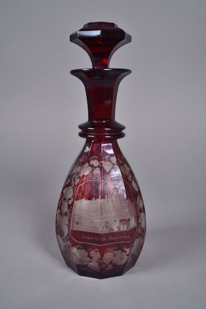 Carafe à vin et son bouchon en cristal de...