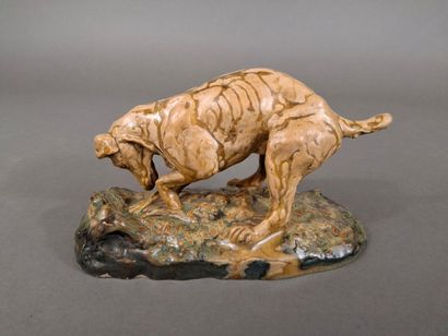Ecole du XXe siècle, Chien creusant, sujet...
