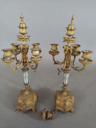 Garniture de cheminée en régule doré de style...