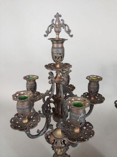 Garniture de cheminée en bronze de style...