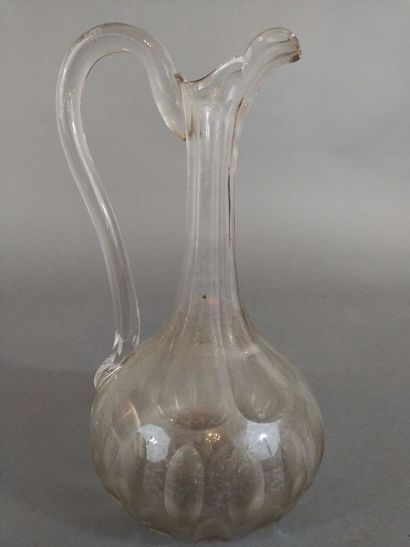 ***Aiguière/carafe en verre taillé (Haut....