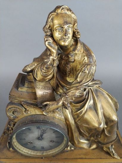 Pendule de cheminée en bronze doré à sujet...