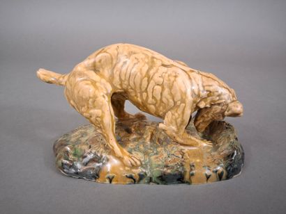 Ecole du XXe siècle, Chien creusant, sujet...