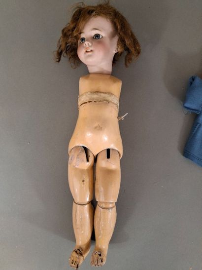 Tête JUMEAU en biscuit, les yeux fixes en...