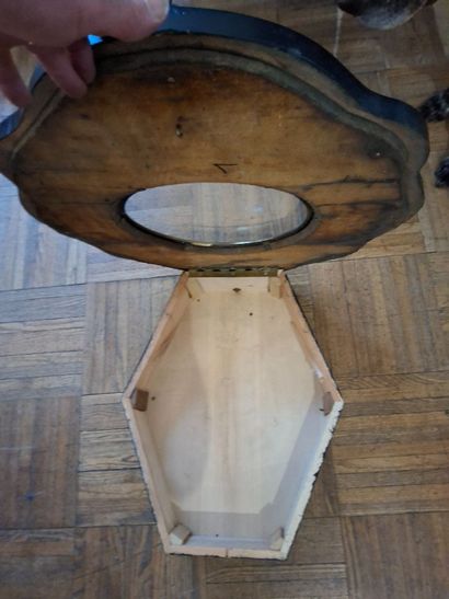 Caisson pour horloge en bois noirci, nacre...