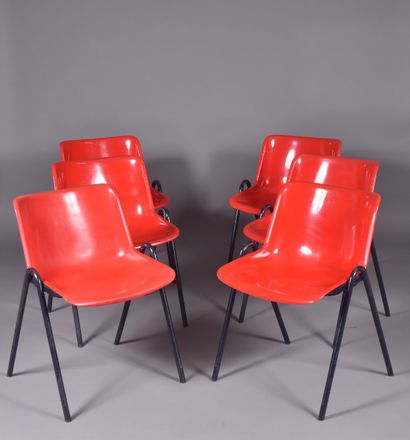 Osvaldo BORSANI (1911-1985). Suite de 6 chaises,...