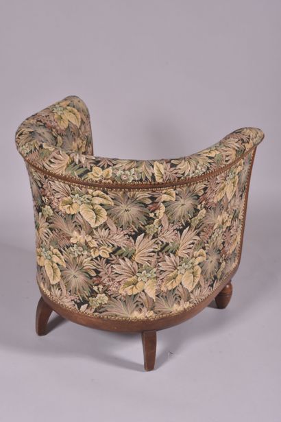 Maurice DUFRÊNE (1876-1955). Fauteuil tonneau...