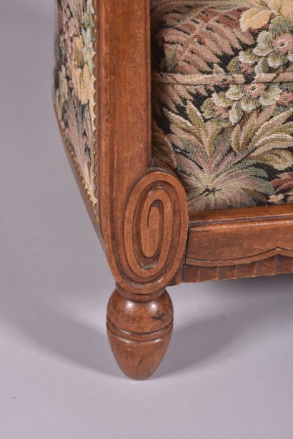 Maurice DUFRÊNE (1876-1955). Fauteuil tonneau...
