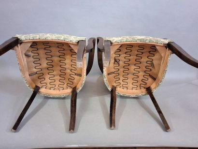 Paire de fauteuils bridge en bois teinté,...