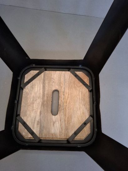 Lot de 4 tabourets bistrot, assise en bois,...