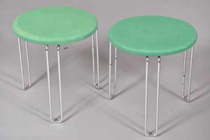 ITALIE. Deux tabourets circulaires en lainage...