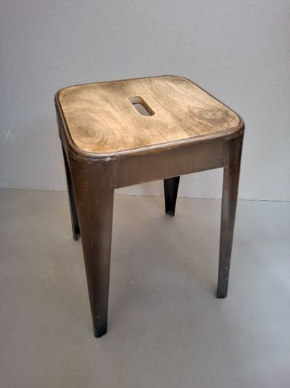 Lot de 4 tabourets bistrot, assise en bois,...