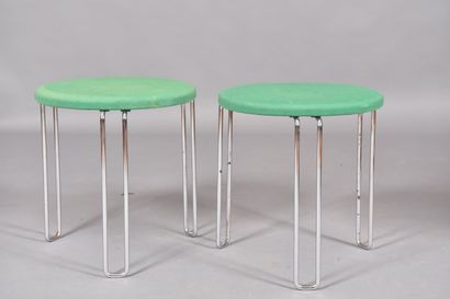 ITALIE. Deux tabourets circulaires en lainage...