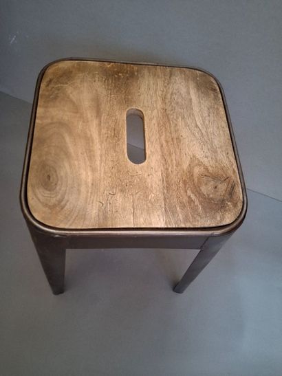 Lot de 4 tabourets bistrot, assise en bois,...