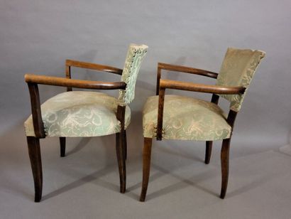 Paire de fauteuils bridge en bois teinté,...
