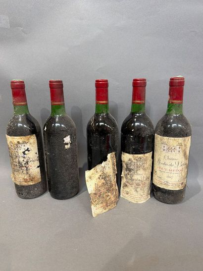 5 bouteilles de Château Moulin du Belou 1982...