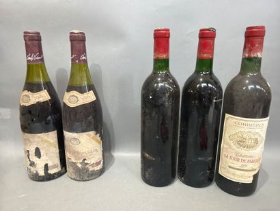 Ensemble de 5 bouteilles de vin comprenant...