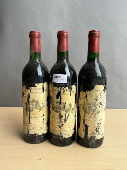 3 bouteilles Château Lanessan 1985 Haut Médoc,...