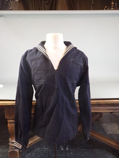 Vareuse de marin américain en drap bleu avec...