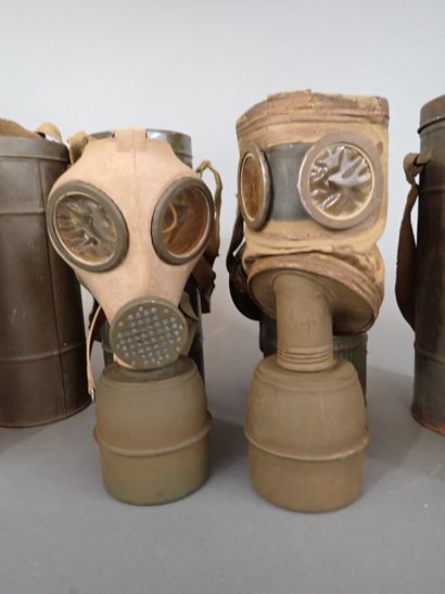 6 masques à gaz français de la Défense Passive...