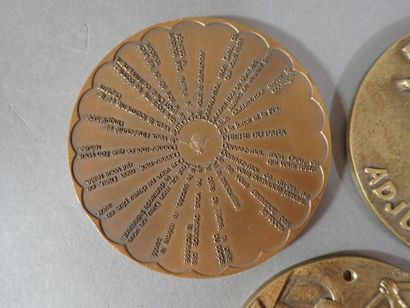 3 médailles de table en bronze, sur les troupes...