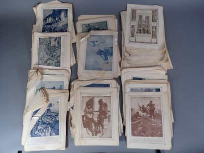 Lot de feuillets illustrés sur la guerre...